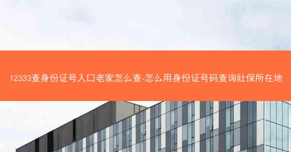 12333查身份证号入口老家怎么查-怎么用身份证号码查询社保所在地