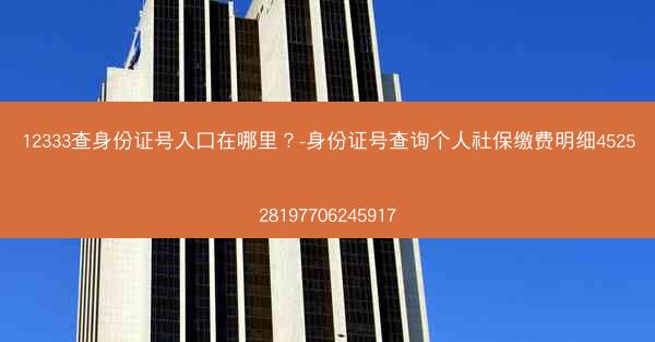 12333查身份证号入口在哪里？-身份证号查询个人社保缴费明细452528197706245917