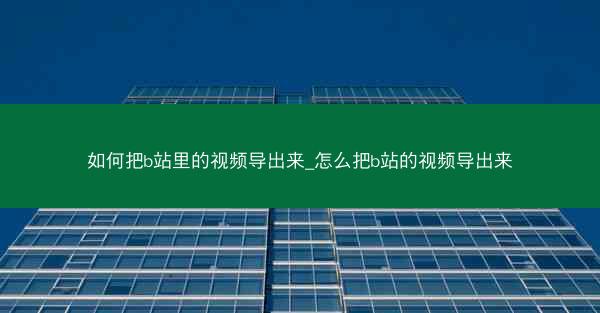 如何把b站里的视频导出来_怎么把b站的视频导出来