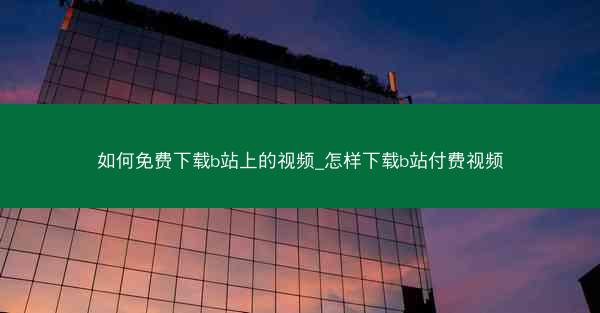 如何免费下载b站上的视频_怎样下载b站付费视频