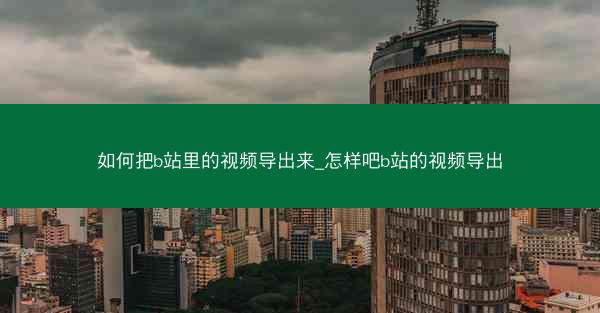 如何把b站里的视频导出来_怎样吧b站的视频导出