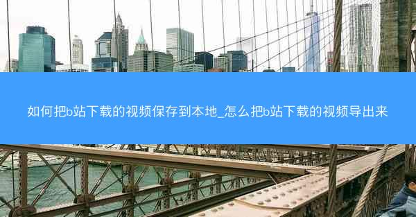 如何把b站下载的视频保存到本地_怎么把b站下载的视频导出来